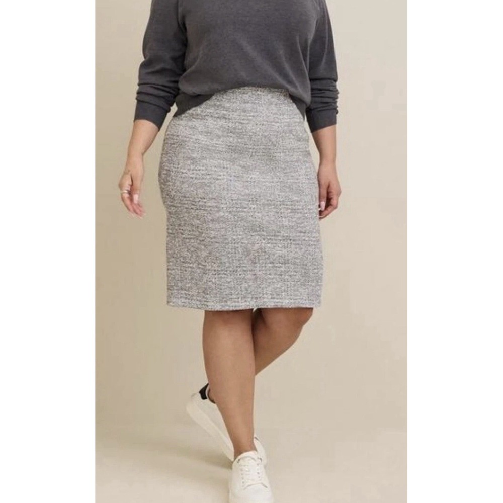 Torrid Size‎ 1X (14-16) Midi Studio Double Knit Pencil Skirt Heathered Gray NWT